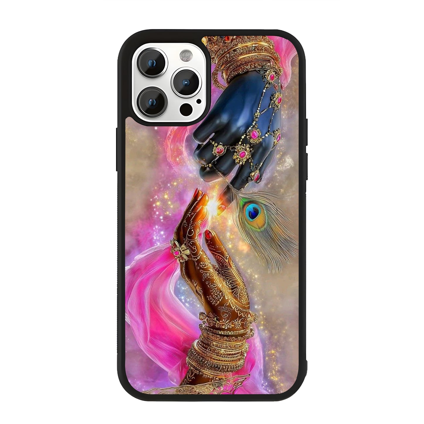 Radha Krishna Divine Touch Glass Case