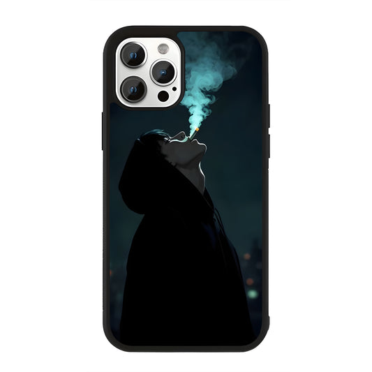 Sad Boy Smoking In Dark Anime Glass Case
