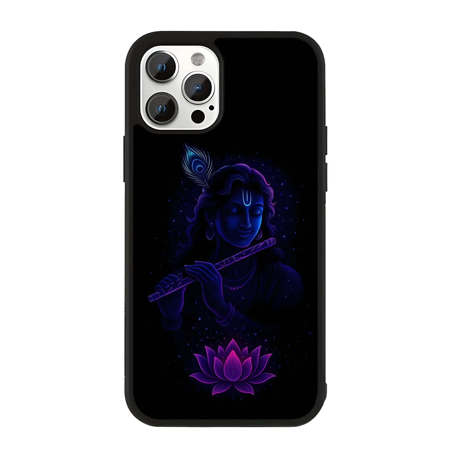 Shri Krishna Lotus Art Glass Case